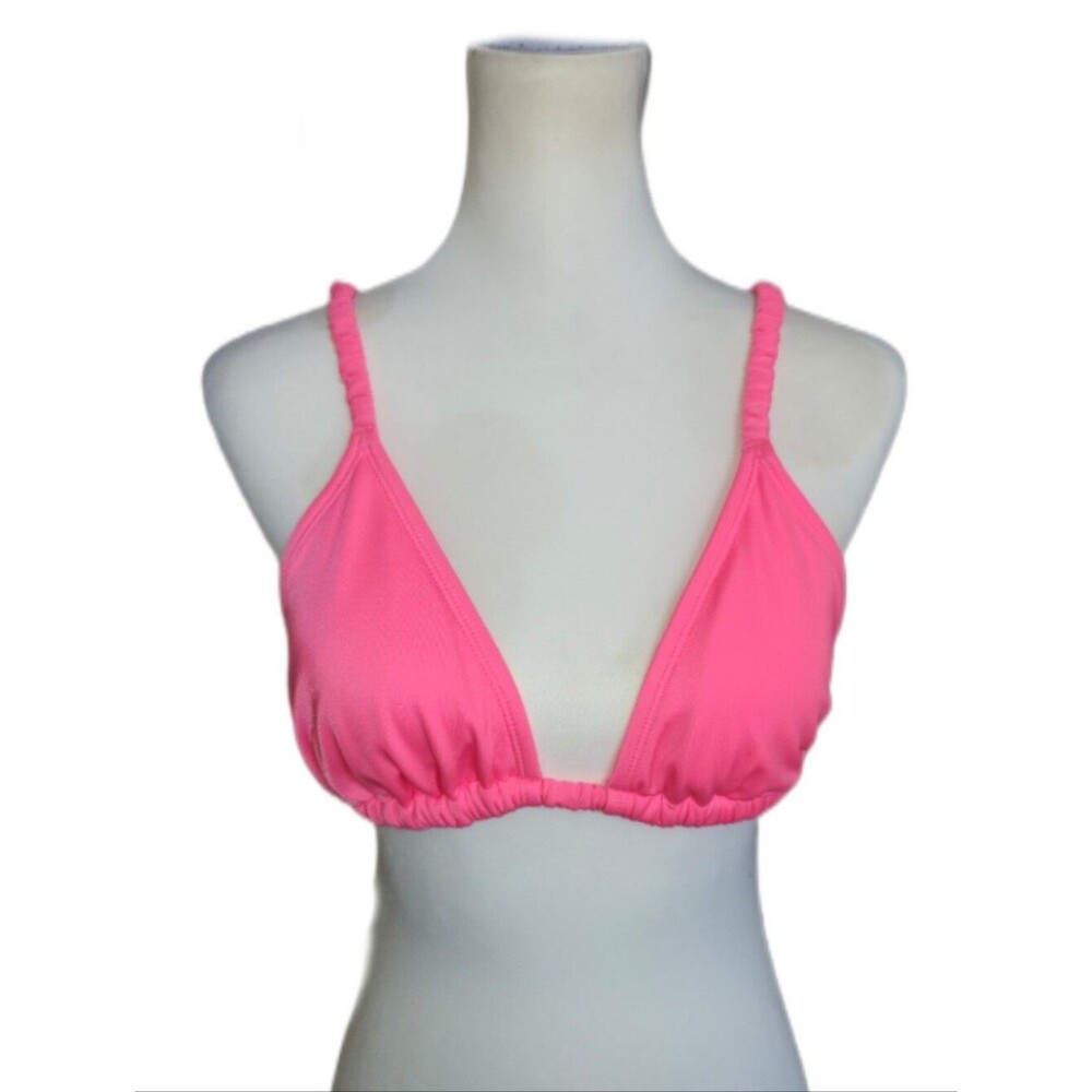 Wild Fable Hot Pink Ruched Padded String Bikini Top, Large